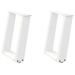 Pieds de table basse en U 2 pièces Blanc 38 x (42-43) cm Acier 