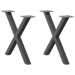 Pieds de table basse en forme de X, 2 pièces, anthracite, 60 x (42-43) cm, acier 