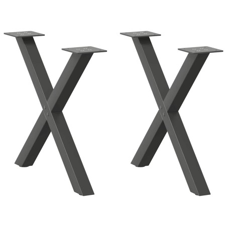 Pieds de table basse en forme de X, 2 pièces, anthracite, 60 x (42-43) cm, acier 
