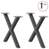 Pieds de table basse en forme de X, 2 pièces, anthracite, 60 x (42-43) cm, acier 