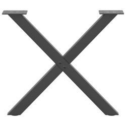 Pieds de table basse en forme de X, 2 pièces, anthracite, 60 x (42-43) cm, acier 