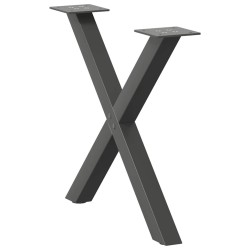 Pieds de table basse en forme de X, 2 pièces, anthracite, 60 x (42-43) cm, acier 