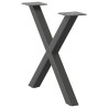 Pieds de table basse en forme de X, 2 pièces, anthracite, 60 x (42-43) cm, acier 