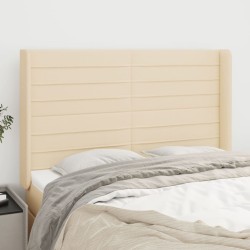 Tête de lit avec oreilles Crème 147x16x118/128 cm Tissu 