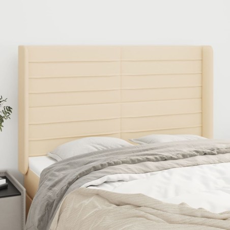 Tête de lit avec oreilles Crème 147x16x118/128 cm Tissu 