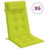 Coussins de chaise à dossier haut lot de 6 vert vif 