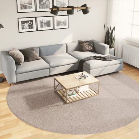 Tapis shaggy PAMPLONA poils longs moderne beige Ø 280 cm 