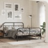 Cadre de lit métal sans matelas avec pied de lit noir 140x200cm 