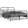 Cadre de lit métal sans matelas avec pied de lit noir 140x200cm 