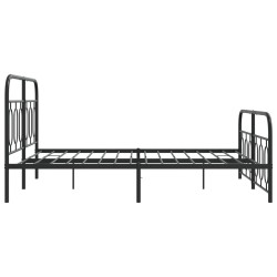 Cadre de lit métal sans matelas avec pied de lit noir 140x200cm 