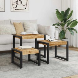 Tables gigognes 3 pcs Bois solide de manguier 