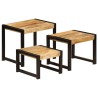Tables gigognes 3 pcs Bois solide de manguier 