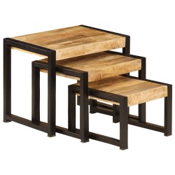 Tables gigognes 3 pcs Bois solide de manguier 