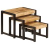 Tables gigognes 3 pcs Bois solide de manguier 