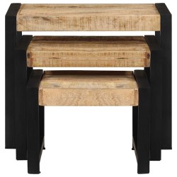Tables gigognes 3 pcs Bois solide de manguier 