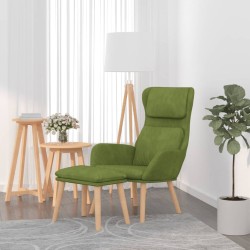 Chaise de relaxation avec tabouret Vert clair Velours 
