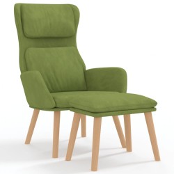 Chaise de relaxation avec tabouret Vert clair Velours 