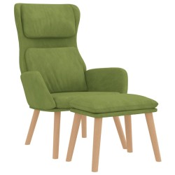 Chaise de relaxation avec tabouret Vert clair Velours 