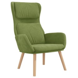 Chaise de relaxation avec tabouret Vert clair Velours 