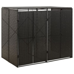 Abri pour poubelle double Noir 140x80x117 cm Résine tressée 