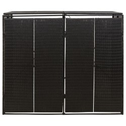 Abri pour poubelle double Noir 140x80x117 cm Résine tressée 