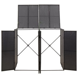 Abri pour poubelle double Noir 140x80x117 cm Résine tressée 