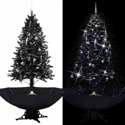 Arbre de Noël neigeux avec base de parapluie Noir 190 cm PVC 