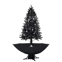 Arbre de Noël neigeux avec base de parapluie Noir 190 cm PVC 