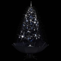 Arbre de Noël neigeux avec base de parapluie Noir 190 cm PVC 