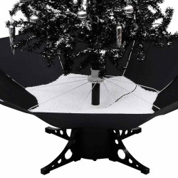 Arbre de Noël neigeux avec base de parapluie Noir 190 cm PVC 