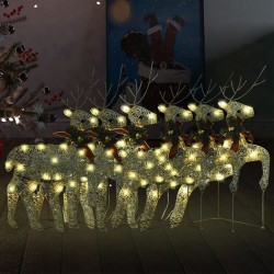 Rennes de Noël 6 pcs Doré 120 LED 
