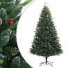 Sapin de Noël artificiel à charnières avec baies rouges 210 cm 