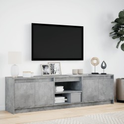 Meuble TV avec LED gris béton 180x34x50 cm bois d'ingénierie 