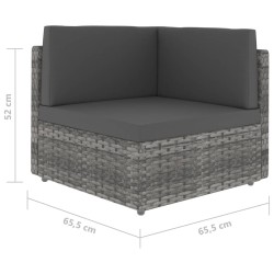 Canapé d'angle sectionnel Résine tressée Gris 