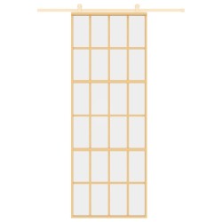 Porte coulissante doré 76x205 cm verre ESG clair et aluminium 
