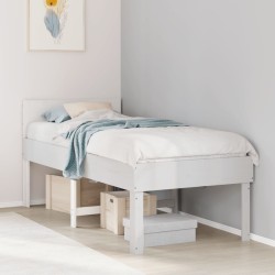 Cadre de lit sans matelas blanc 75x190 cm bois de pin massif 