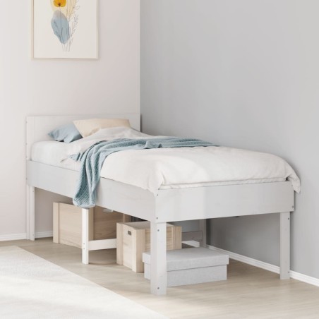 Cadre de lit sans matelas blanc 75x190 cm bois de pin massif 