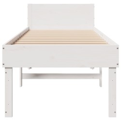 Cadre de lit sans matelas blanc 75x190 cm bois de pin massif 