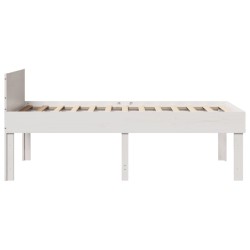 Cadre de lit sans matelas blanc 75x190 cm bois de pin massif 