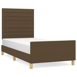 Cadre de lit sans matelas marron foncé 90x190 cm tissu 