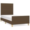 Cadre de lit sans matelas marron foncé 90x190 cm tissu 