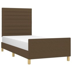 Cadre de lit sans matelas marron foncé 90x190 cm tissu 