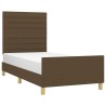 Cadre de lit sans matelas marron foncé 90x190 cm tissu 