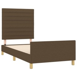 Cadre de lit sans matelas marron foncé 90x190 cm tissu 