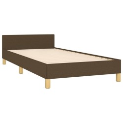 Cadre de lit sans matelas marron foncé 90x190 cm tissu 