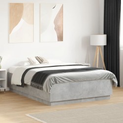 Cadre de lit sans matelas gris béton 140x190 cm 