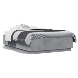 Cadre de lit sans matelas gris béton 140x190 cm 