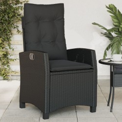 Chaise inclinable de jardin avec coussins noir résine tressée 