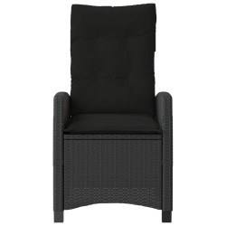Chaise inclinable de jardin avec coussins noir résine tressée 