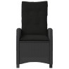 Chaise inclinable de jardin avec coussins noir résine tressée 